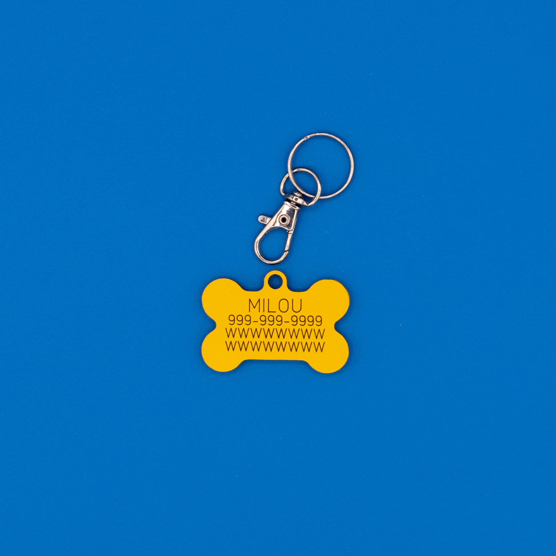 Bone Acrylic Pet ID Tag in Yellow with strap.