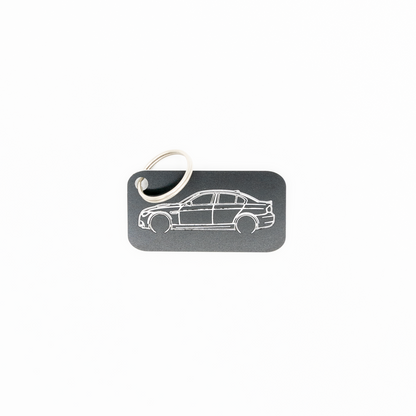 BMW E90 M3 Acrylic Keychain in black with a classic key ring.