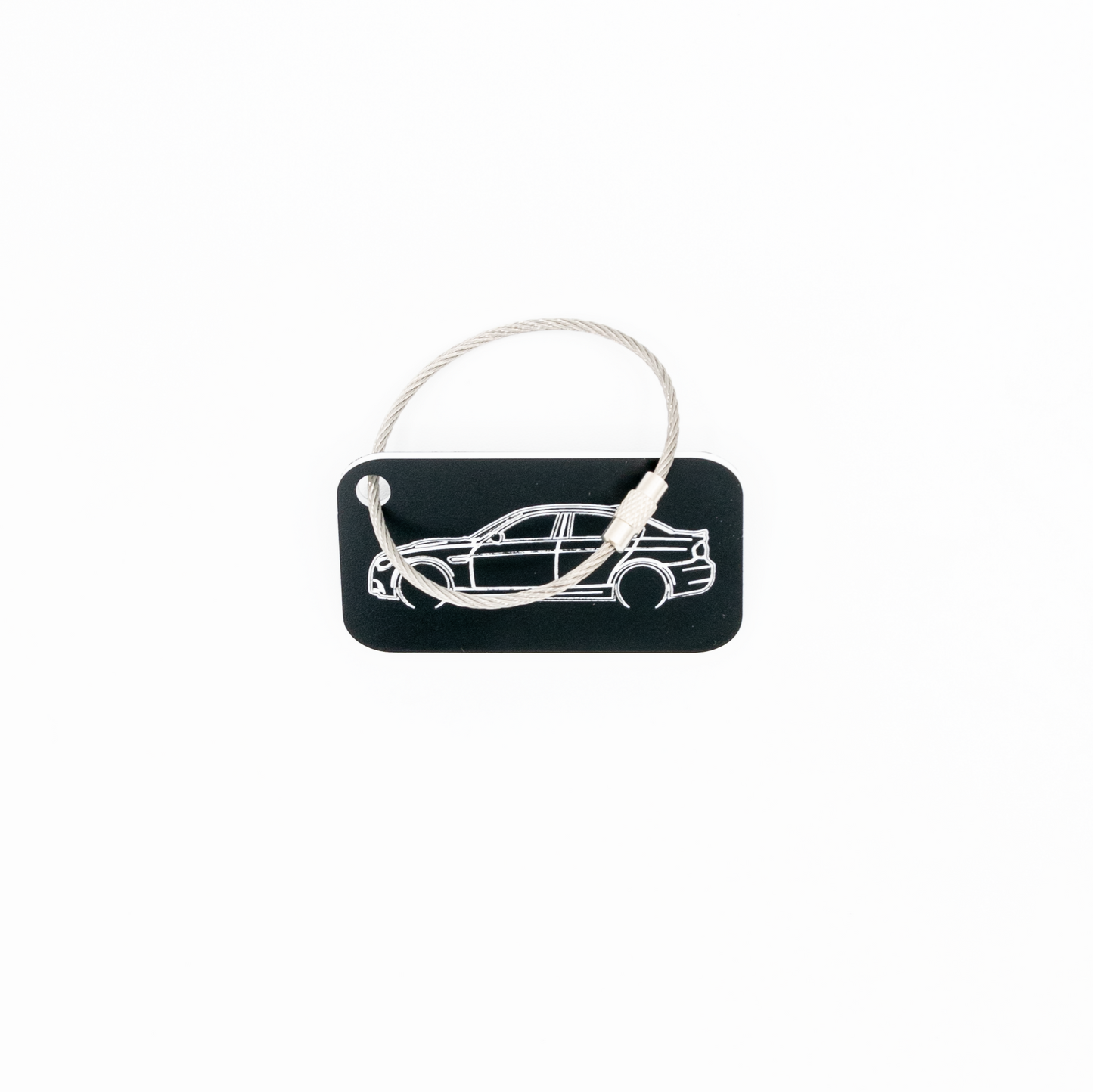 BMW E90 M3 Acrylic Keychain in black with a wire loop.