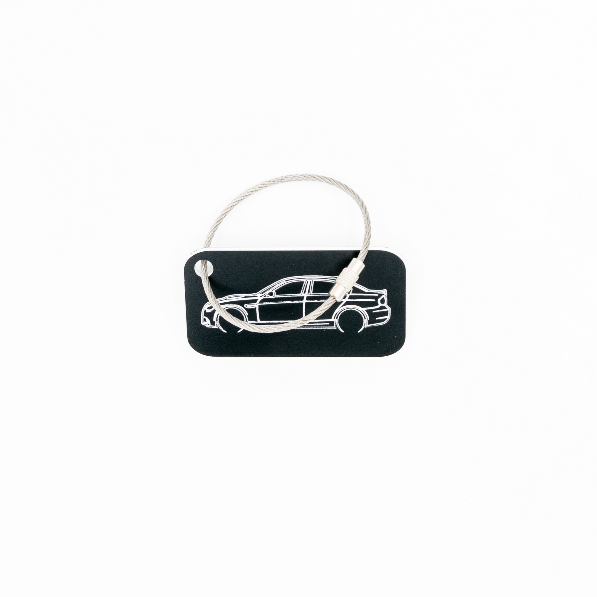 BMW E90 M3 Acrylic Keychain in black with a wire loop.