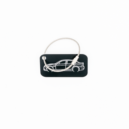 BMW E90 M3 Acrylic Keychain in black with a wire loop.