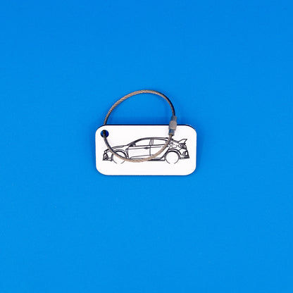 Honda Civic Type R keychain with wire loop on blue background