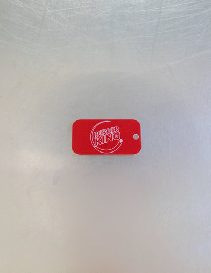 red custom key tag with burger king logo