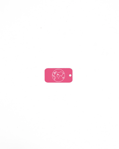 pink on white bag tag