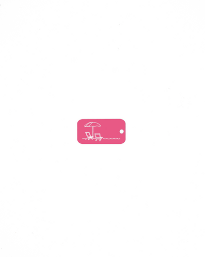 Beach design acrylic keychain in pink.
