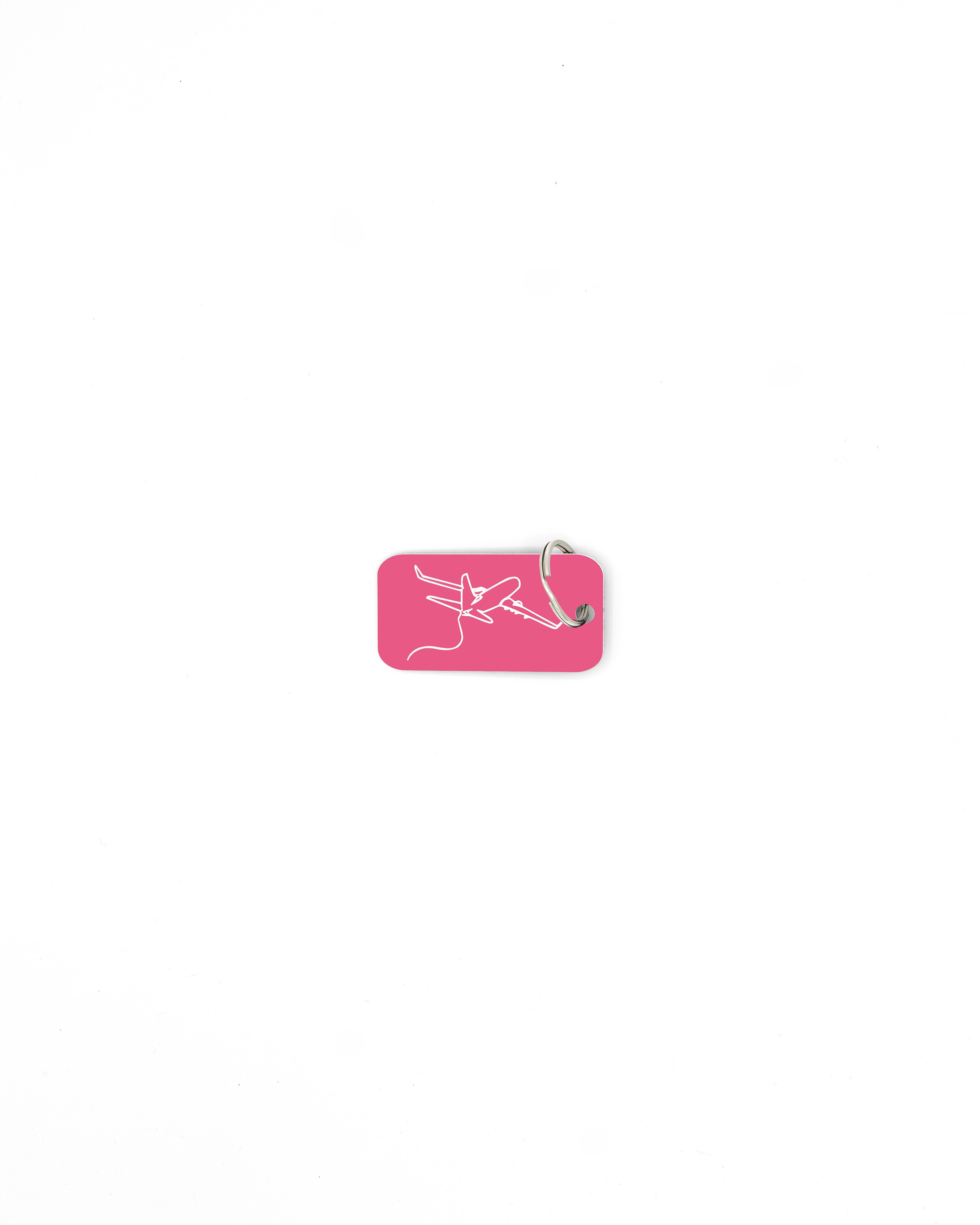plane design pink bag tag with classic key ring
