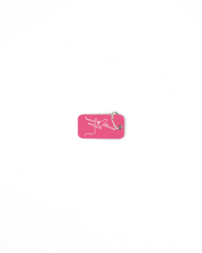 plane design pink bag tag with classic key ring