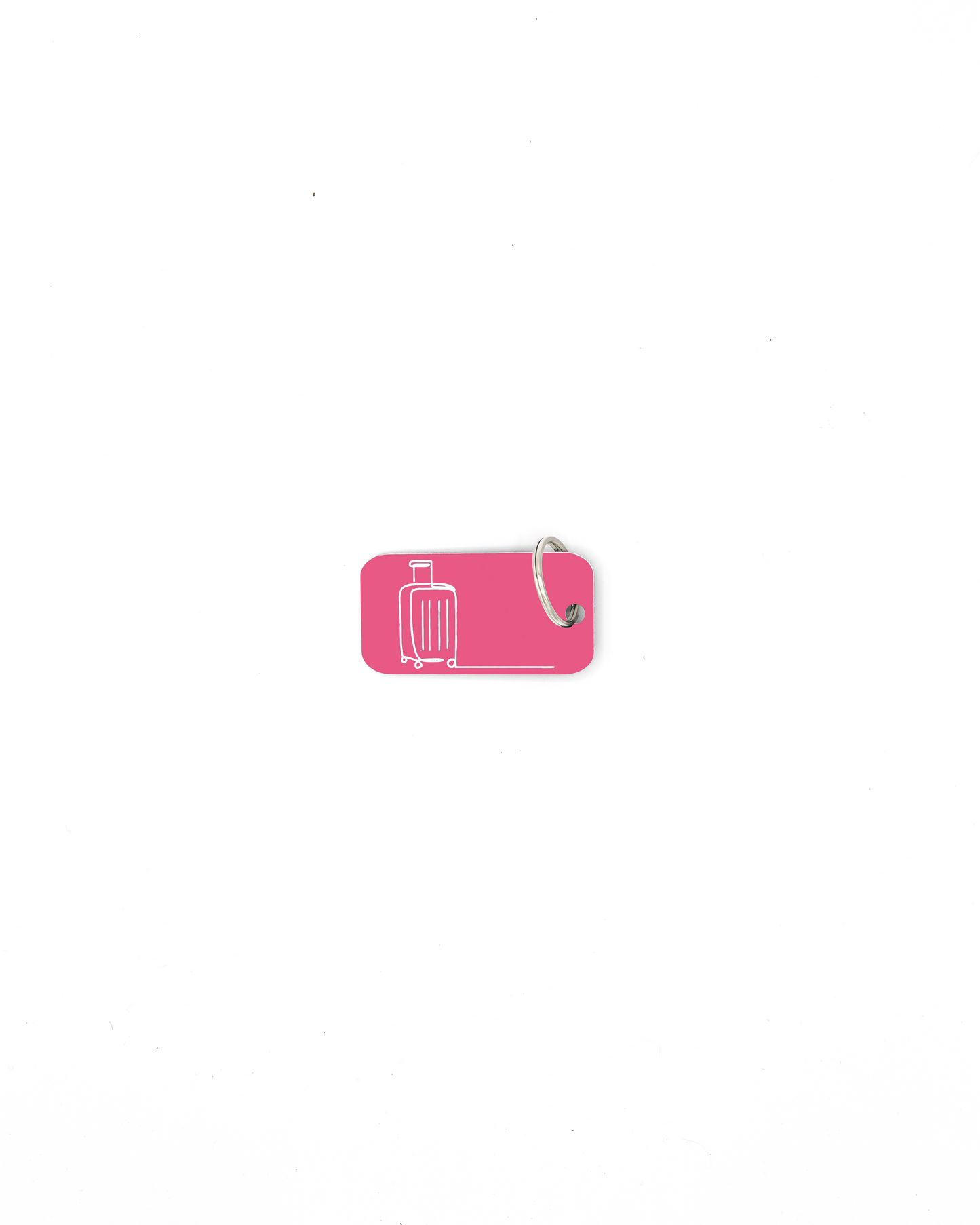 Luggage design acrylic keychain in pink with classic key ring.