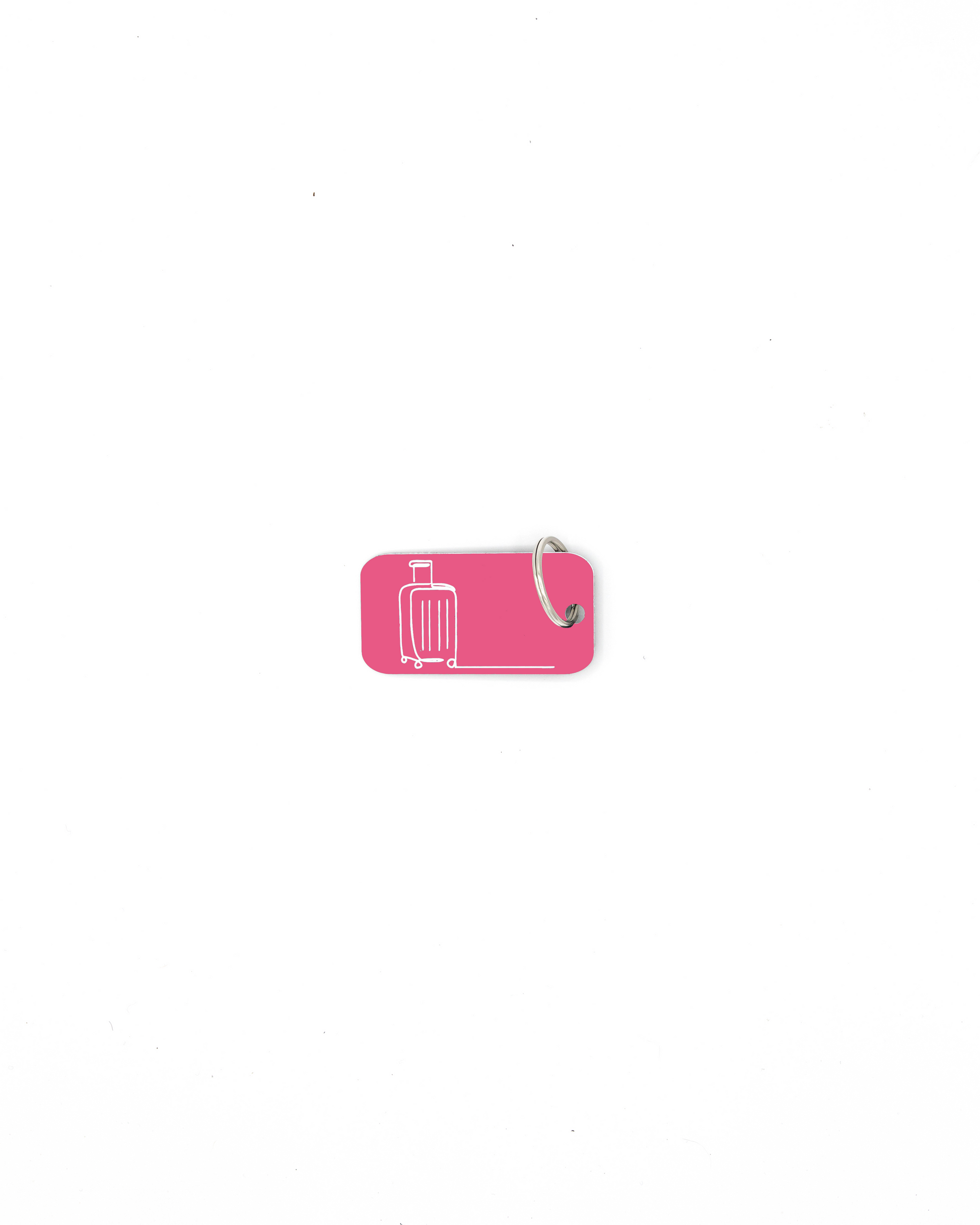 Luggage design acrylic keychain in pink with classic key ring.