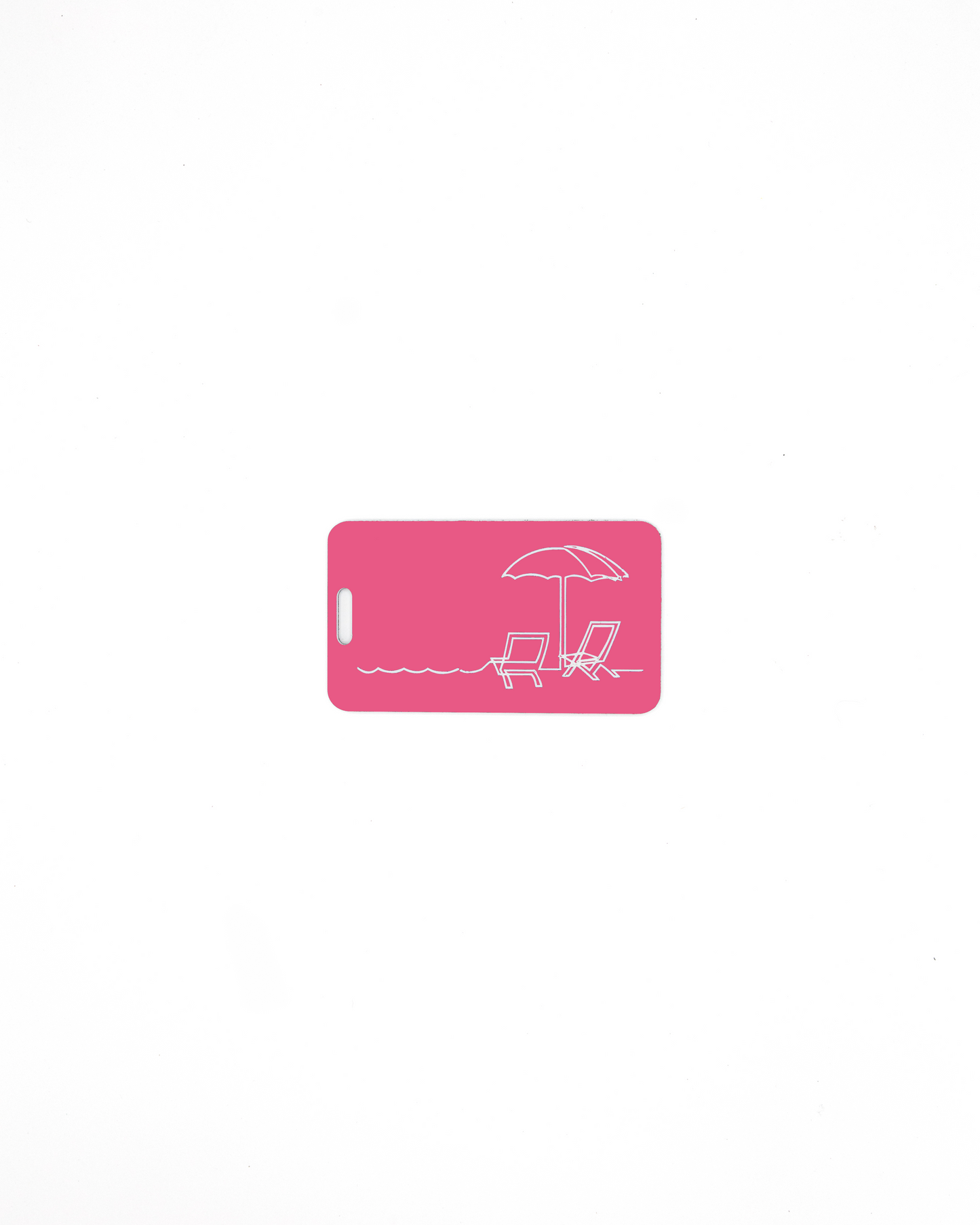 Beach design acrylic luggage tag in pink.