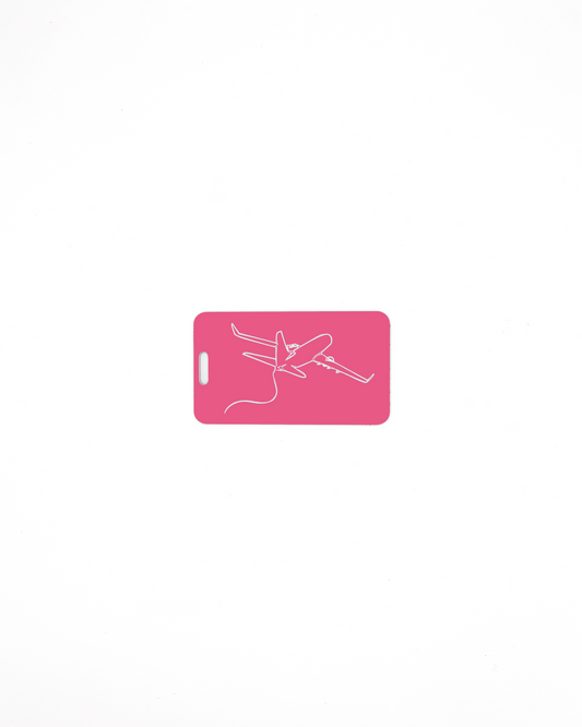 Plane design acrylic luggage tag in pink.