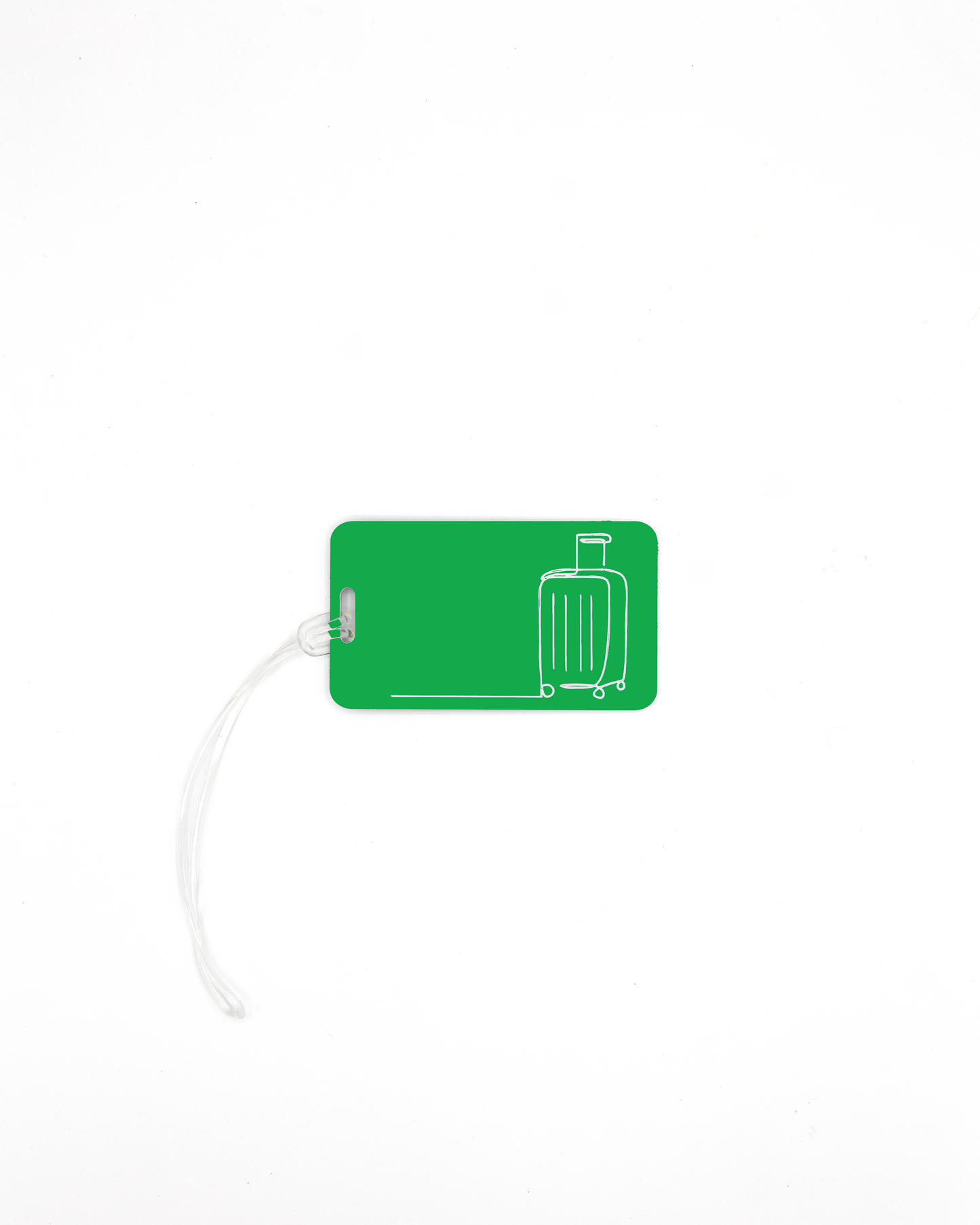 spring green luggage tag with luggage design with worm loop