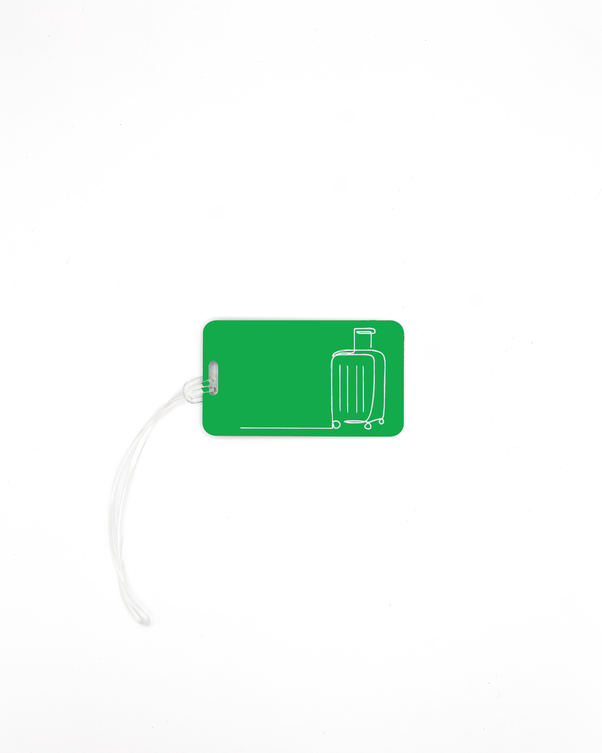 spring green luggage tag with luggage design with worm loop