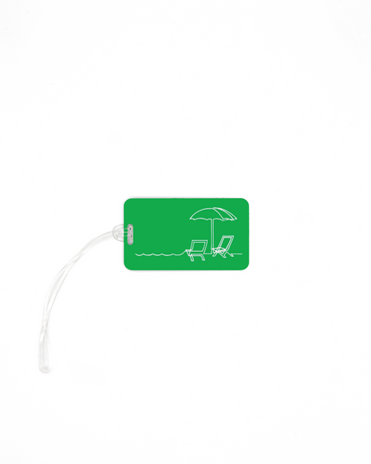 spring green beach design luggage tag with worm loop