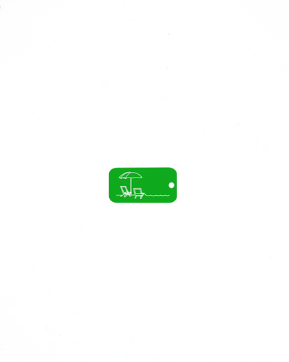 Beach design acrylic keychain in spring green.