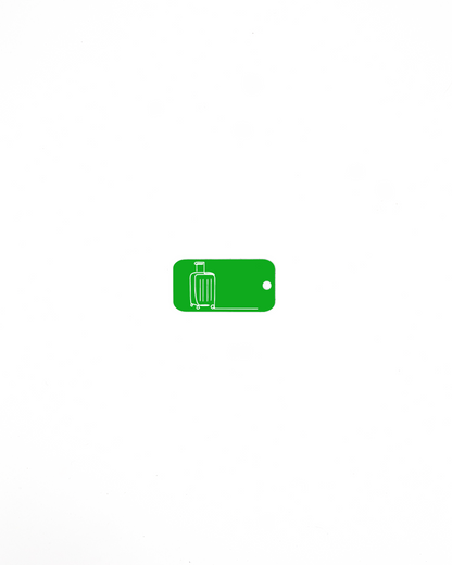 Luggage design acrylic keychain in spring green.