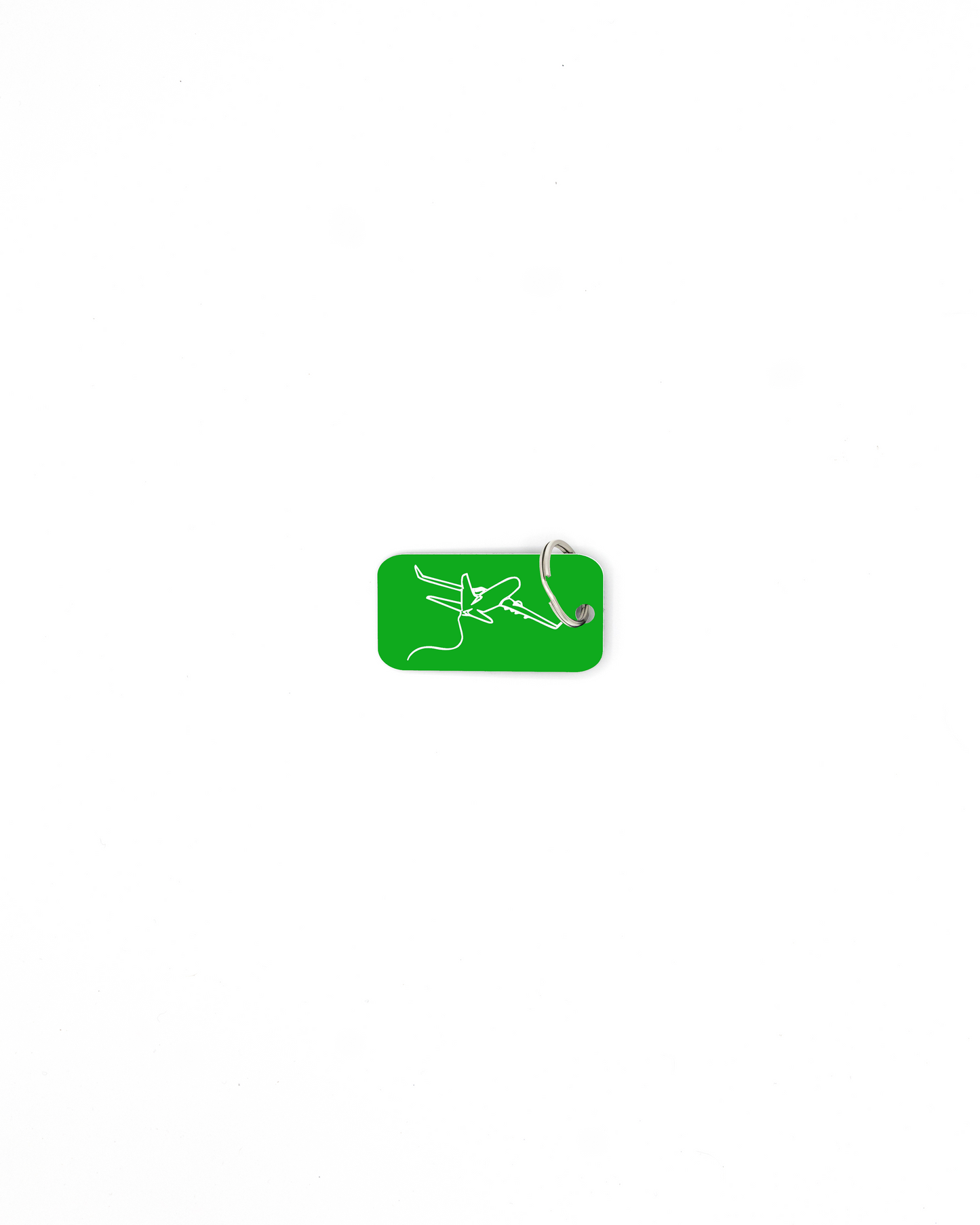 plane design spring green bag tag with classic key ring