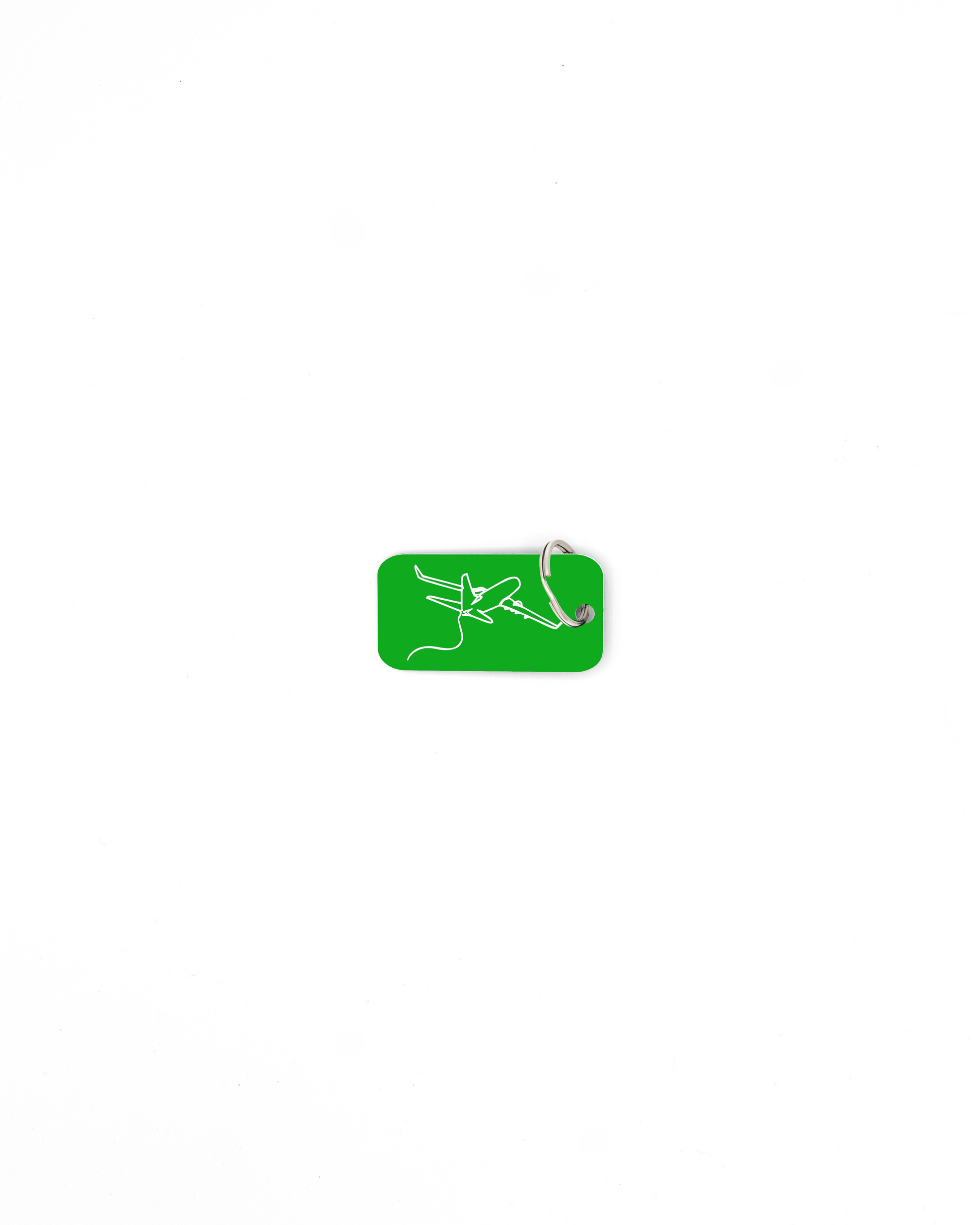 plane design spring green bag tag with classic key ring