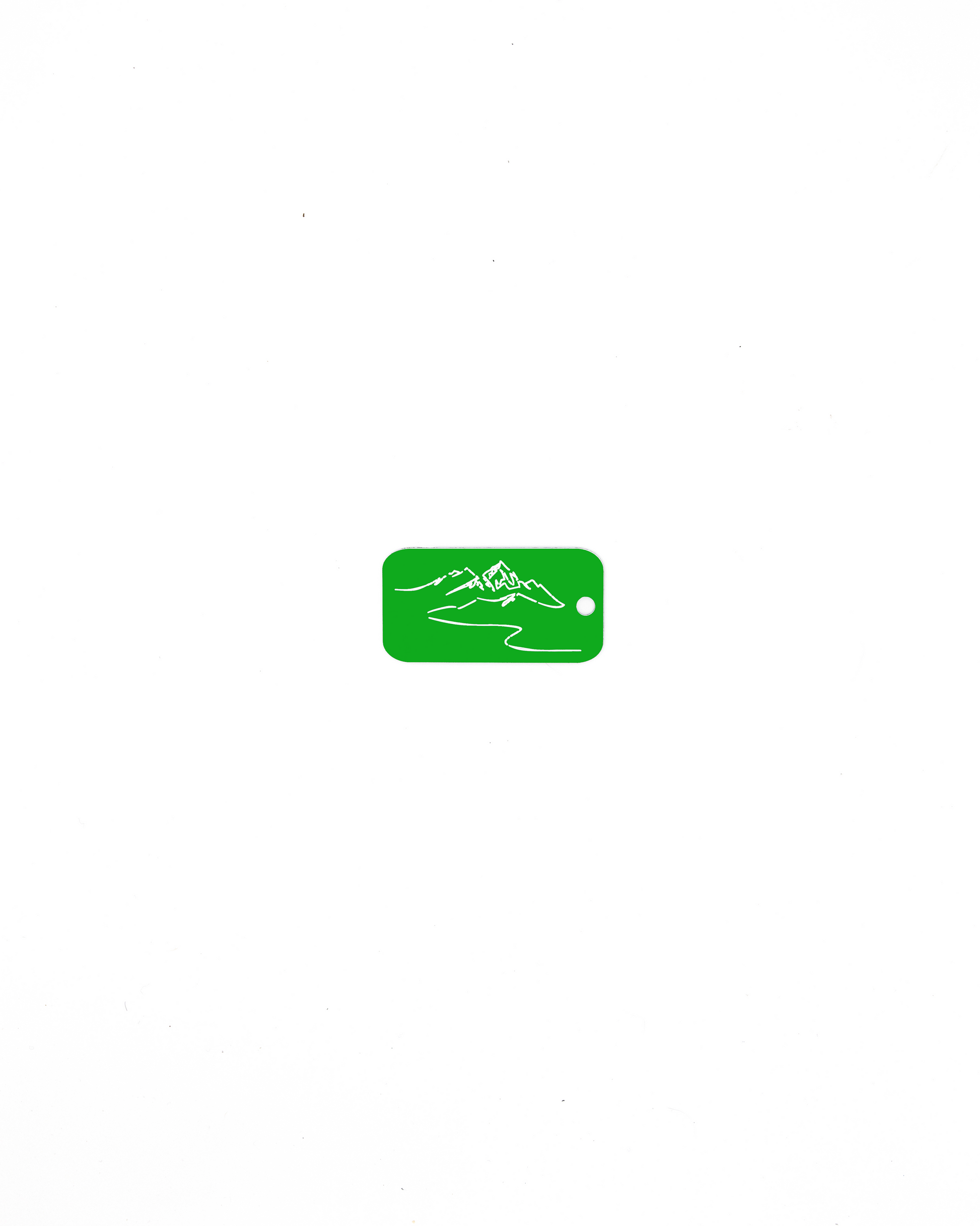Mountain design acrylic keychain in spring green.