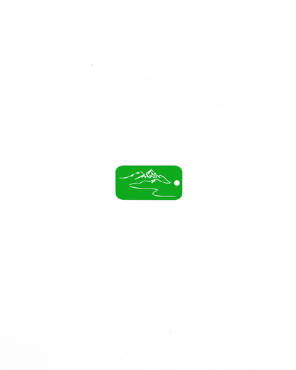 Mountain design acrylic keychain in spring green.