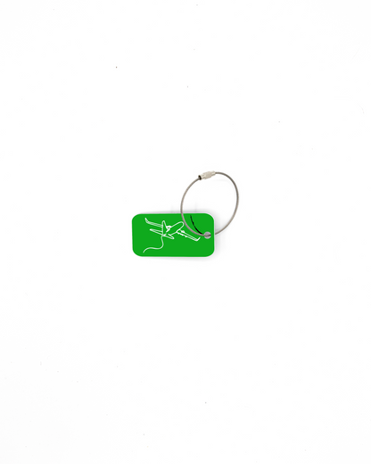 plane design spring green bag tag with wire loop