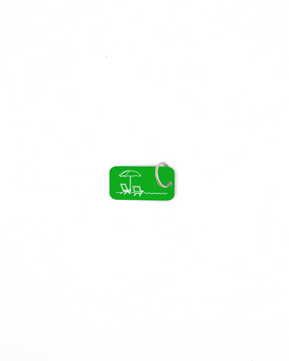 Beach design acrylic keychain with classic key ring in spring green.