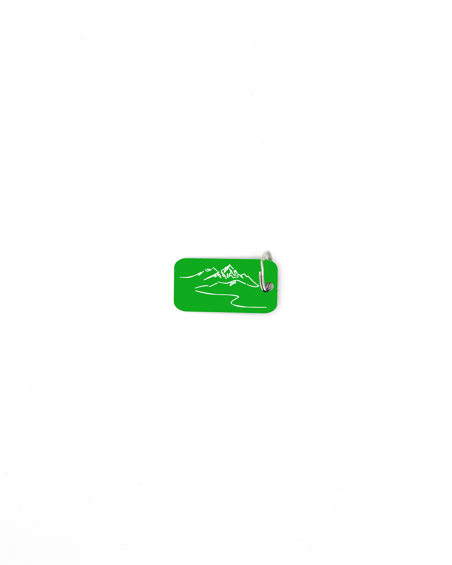 Mountain design acrylic keychain with classic key ring in spring green.