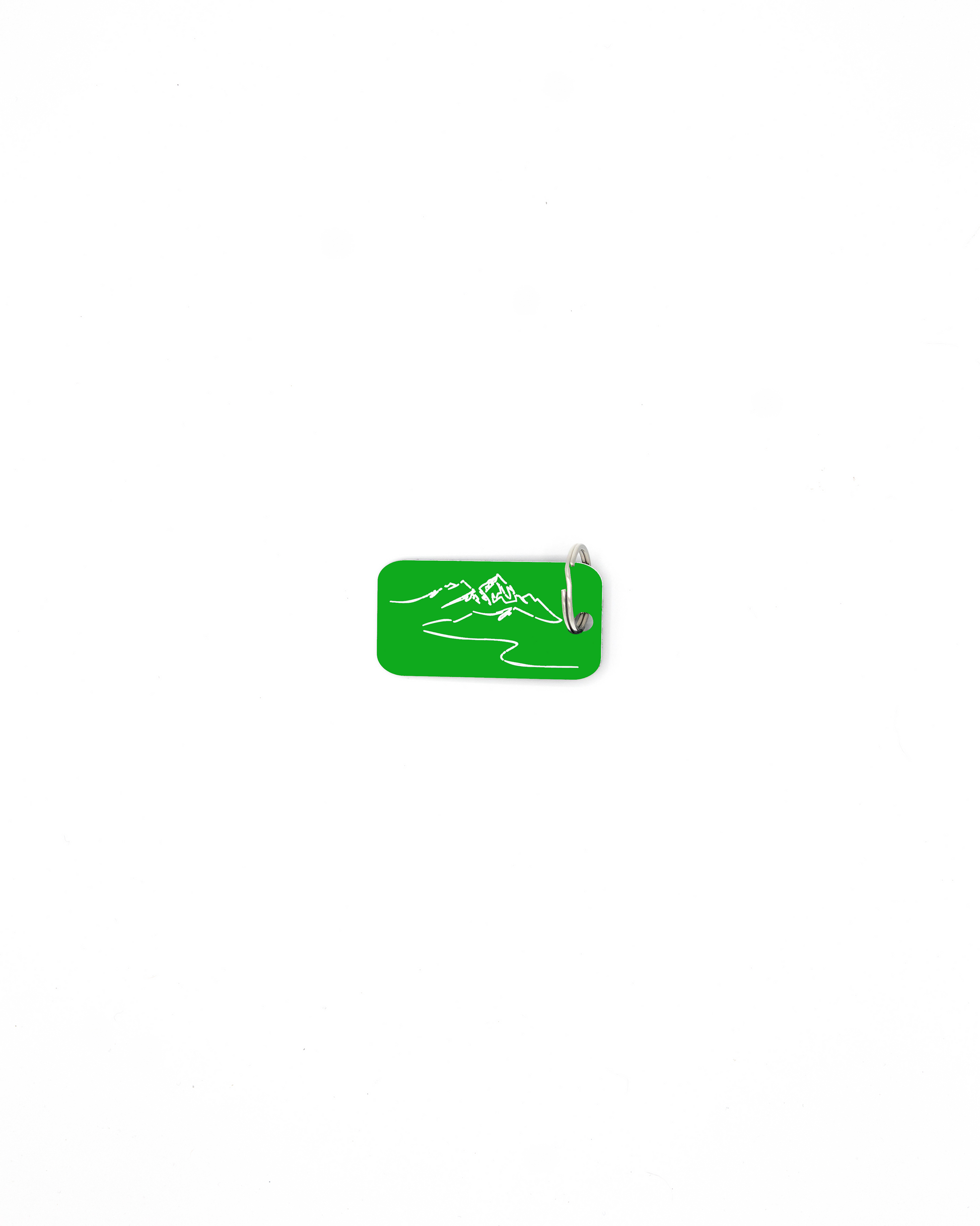 Mountain design acrylic keychain with classic key ring in spring green.