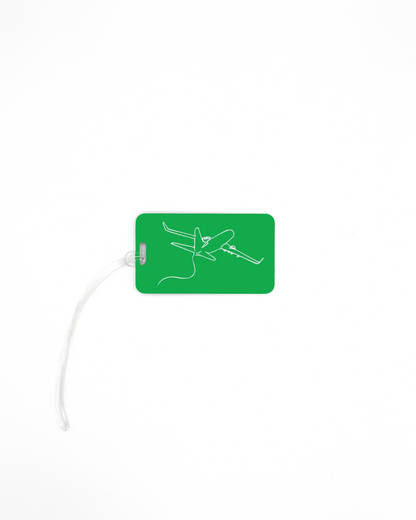 Plane design acrylic luggage tag with worm loop in spring green